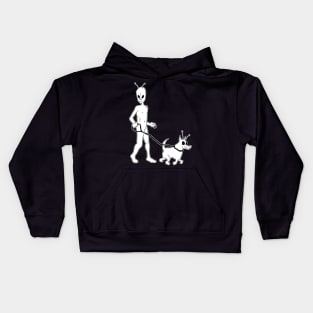 Alien walking his dog Kids Hoodie